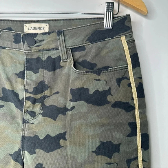 L’ AGENCE Margot High Rise Camo with Gold Stripe Skinny Jeans Size 28 - Picture 5 of 10